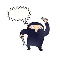 cartoon ninja with speech bubble N9