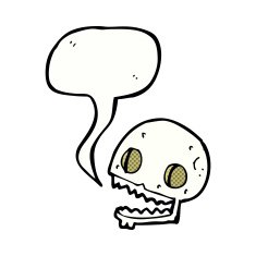 cartoon spooky skull with speech bubble N175