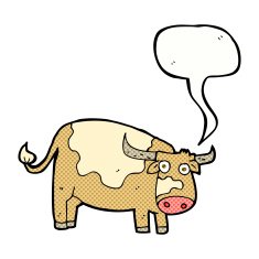 cartoon cow with speech bubble N41