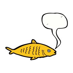 cartoon fish with speech bubble N110