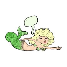 cartoon mermaid with speech bubble N77
