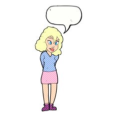 cartoon confused woman with speech bubble N102