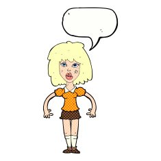 cartoon girl fight with speech bubble N11