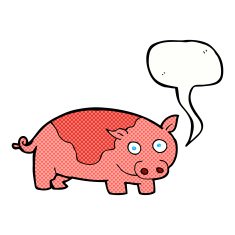 cartoon pig with speech bubble N24