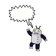 cartoon robot with speech bubble N221