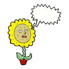 cartoon flower with face speech bubble N23