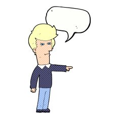 cartoon man blaming with speech bubble N12