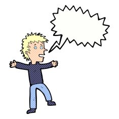 cartoon happy man with speech bubble N540