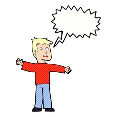 cartoon surprised man with speech bubble N154