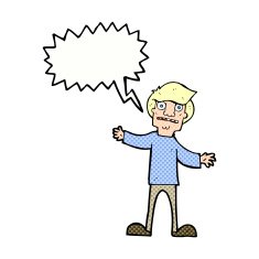 cartoon surprised man with speech bubble N155
