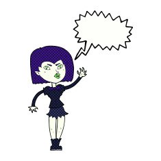 cartoon pretty vampire girl with speech bubble N34