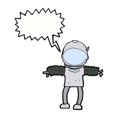 cartoon astronaut with speech bubble N142