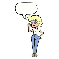 cartoon woman ignoring with speech bubble N24