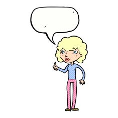 cartoon woman giving thumbs up symbol with speech bubble N81