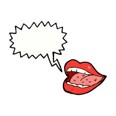cartoon smiling mouth with speech bubble N4