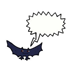 cartoon spooky vampire bat with speech bubble N10