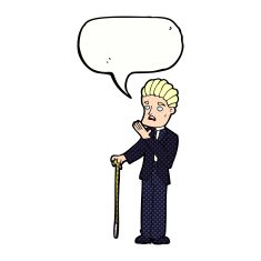 cartoon shocked gentleman with speech bubble N12
