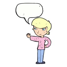 cartoon woman waving with speech bubble N395