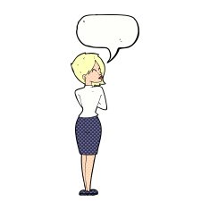 cartoon businesswoman ignoring with speech bubble N9