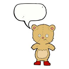 cartoon cute teddy bear with speech bubble N64