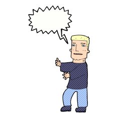 cartoon man gesturing with speech bubble N36