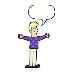 cartoon happy man with speech bubble N542