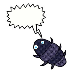 cartoon bug with speech bubble N39
