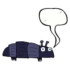 cartoon bug with speech bubble N40