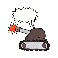 cartoon tank with speech bubble N4