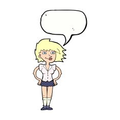 cartoon woman with hands on hips speech bubble N259