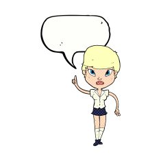 cartoon woman with idea speech bubble N295