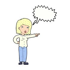 cartoon woman pointing with speech bubble N252