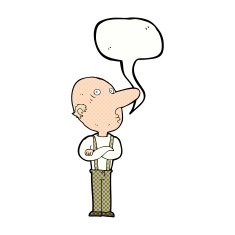cartoon old man with folded arms speech bubble N12