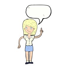 cartoon woman with idea speech bubble N296