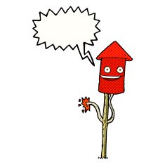 cartoon firework with speech bubble N10