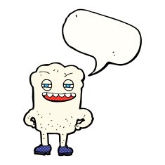 cartoon happy tooth with speech bubble N47
