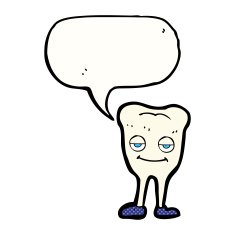 cartoon happy tooth with speech bubble N48