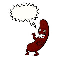 cartoon sausage with speech bubble N22