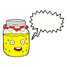 cartoon honey jar with speech bubble N4