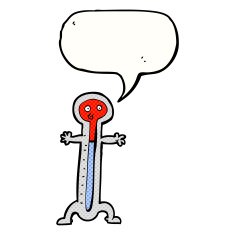 cartoon thermometer with speech bubble N12