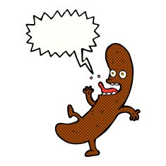 cartoon sausage with speech bubble N23