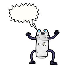 cartoon robot with speech bubble N228