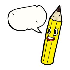 cartoon pencil with speech bubble N4