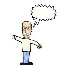 cartoon angry old man with speech bubble N172