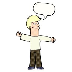 cartoon happy man with speech bubble N543