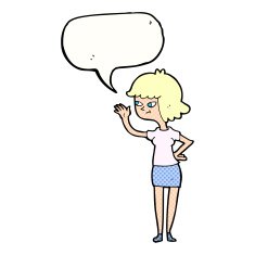 cartoon friendly girl waving with speech bubble N12