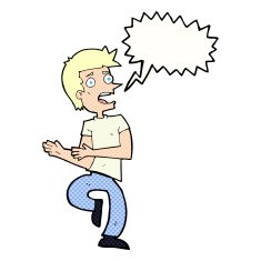 cartoon stressed out man with speech bubble N24