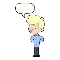 cartoon boy staring with speech bubble N24