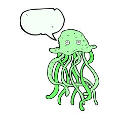 cartoon octopus with speech bubble N35