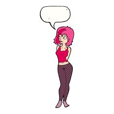 cartoon attractive girl with speech bubble N24